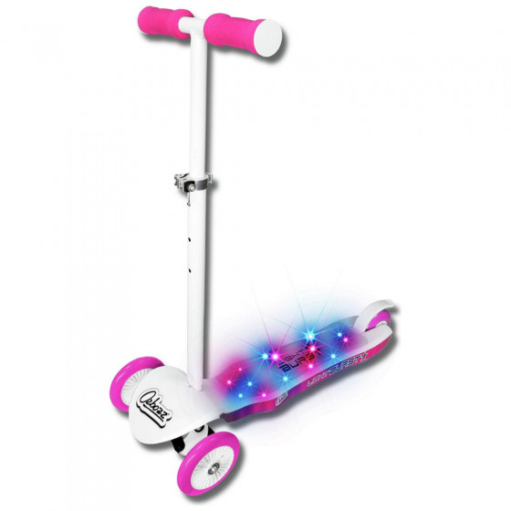 Ozbozz Light Burst 3 Wheel Scooter - White & Pink