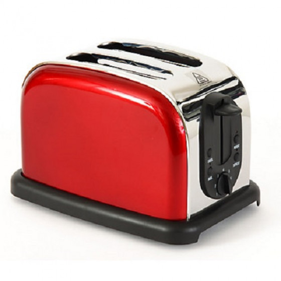 Easy Home Stainless Steel 2 Slice Toaster - Metallic Red