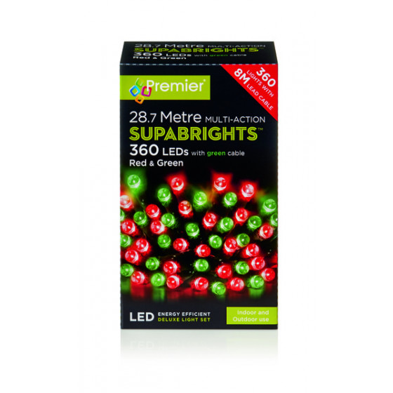 Premier Decorations 360 LED Supabrights Christmas Lights - Red & Green