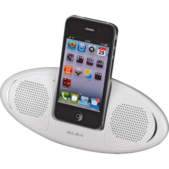 Alba Mini Portable Speaker Dock - White.