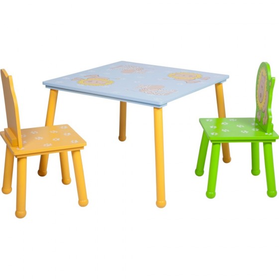 Animal Table and Chairs - Multicoloured (1 x Footpad Missing)