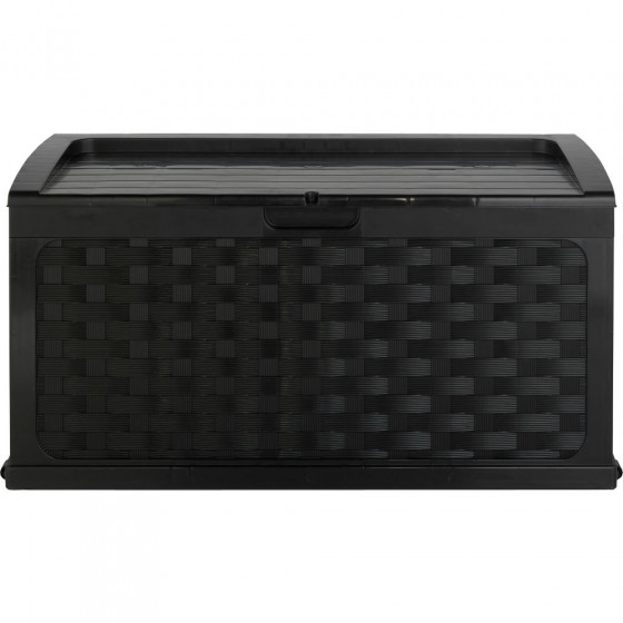 Black Mila Rattan Effect Plastic Outdoor Storage Box