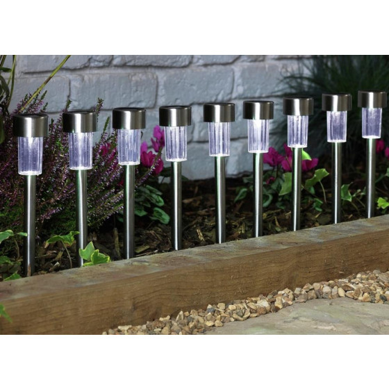 Habitat Set Of 9 Stainless Steel Solar Marker Lights