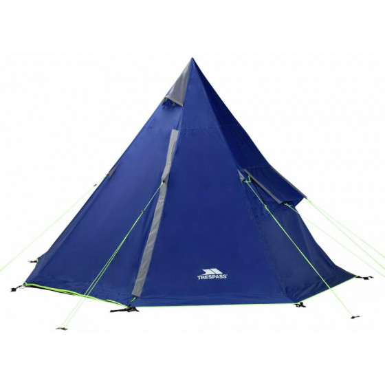 Trespass 4 Man 1 Room Teepee Camping Tent - Blue