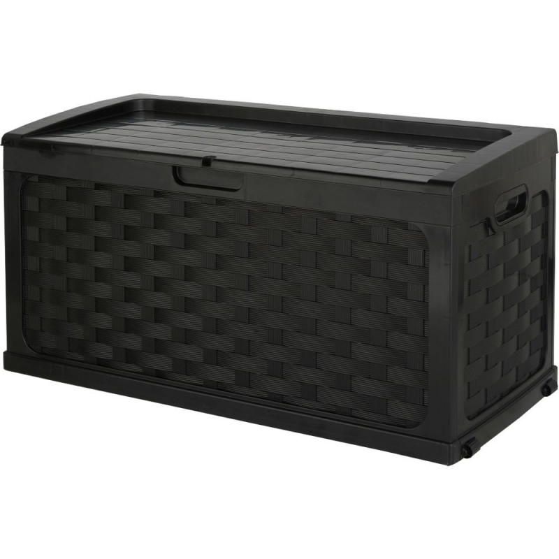 Black Mila Rattan Effect Plastic Outdoor Storage Box - Storage Units